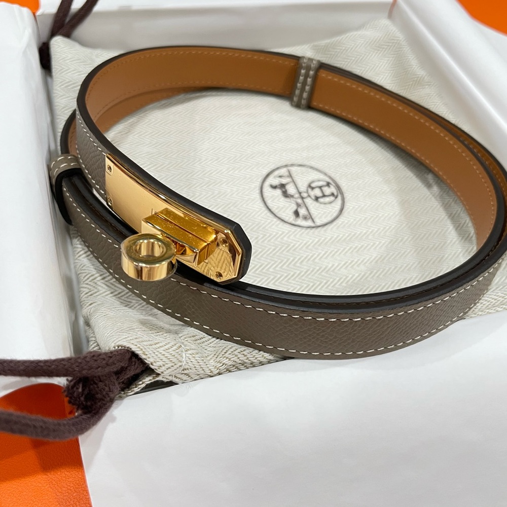 New Hermes Kelly belt, etoupe gold hardware